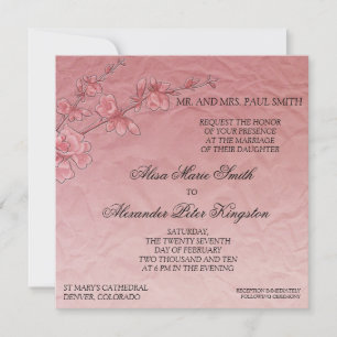 Pink Cherry Blossom Weddenschap Bridal uitnodiging
