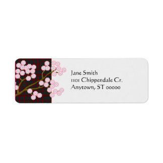 Pink Cherry Blossoms Aziatische Adresetiketten Etiket
