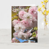 Pink Cherry Blossoms Birthday Kaart (Gele Bloem)