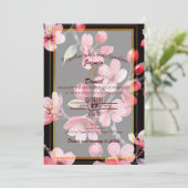 Pink Cherry Blossoms Black Photo Box Invitation (Debout devant)