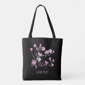 Pink Cherry Blossoms Gepersonaliseerd Zwart Draagtas (Achterkant)