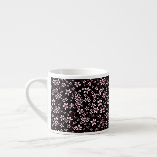 Pink Cherry Blossoms On Black Espresso Kop (Links)