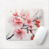 Pink Cherry Branch Spring Muismat (Met muis)