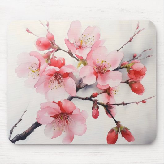 Pink Cherry Branch Spring Muismat (Voorkant)