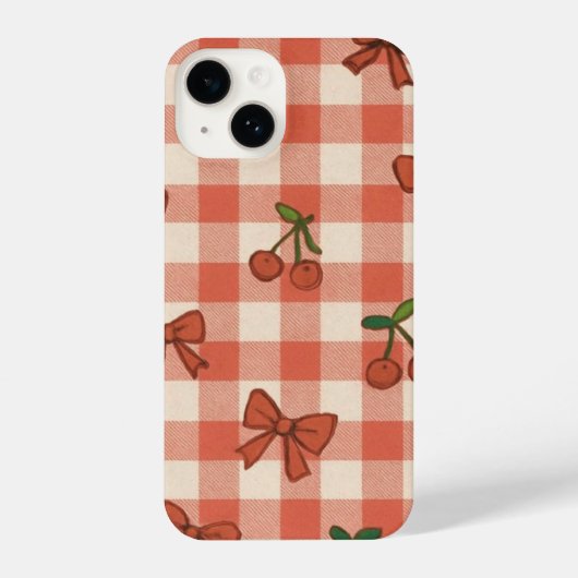 "Pink Cherry & Ribbon Pattern Phone Case – Cute  iPhone Hoesje (Achterkant)