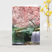 Pink Cherry Sakura Japanese Blossom Tree Kaart (Gele Bloem)