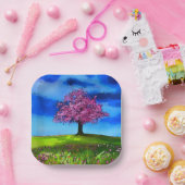 Pink Cherry Tree Papieren Bordje (Feest)