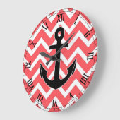 Pink Chevron Anchor Grote Klok (Hoek)