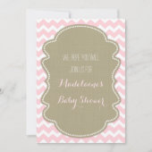 Pink Chevron Burlap Baby Shower Invitations (Devant)
