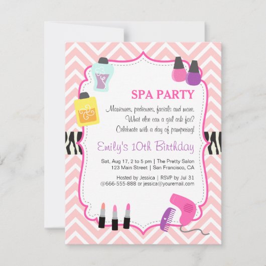 Pink Chevron, invitation à la fête d'anniversaire (Devant)