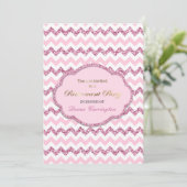 Pink Chevron Stripe Retraite Party Invitations (Debout devant)