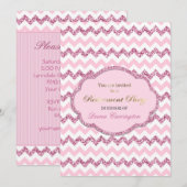 Pink Chevron Stripe Retraite Party Invitations (Devant / Derrière)