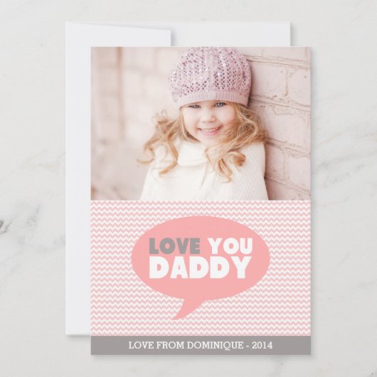 Pink Chevron Vous Aime Papa | carte Fête des pères (Devant)