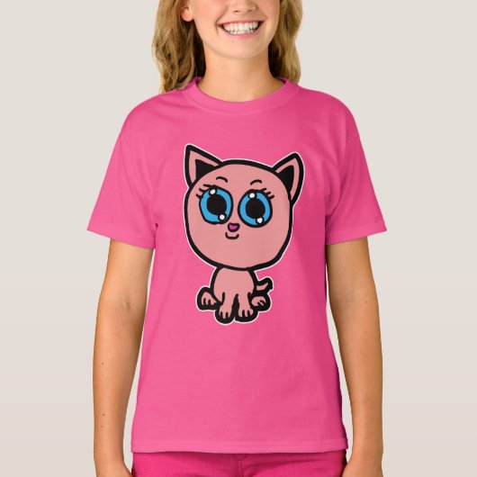 Pink Chibi Kitty T-shirt (Voorkant)
