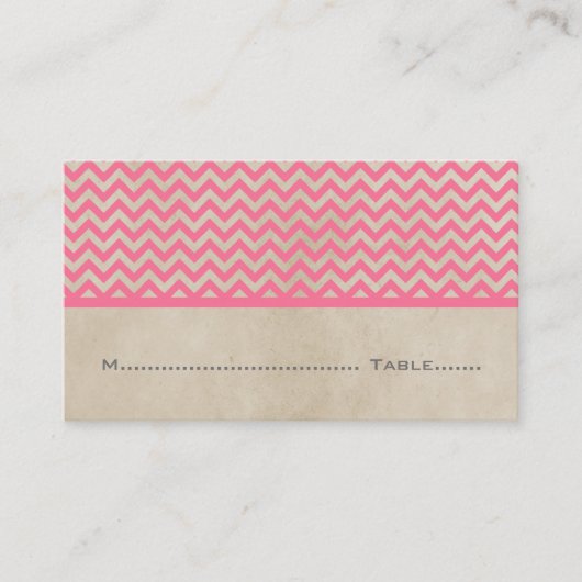 Pink Chic Chevron Cartes de Place (Devant)