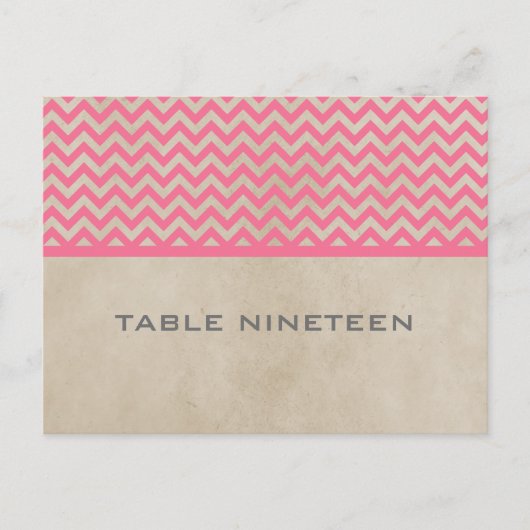 Pink Chic Chevron Numéro de table Carte postale (Devant)