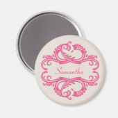 Pink Chic Damask Magnet (Recto/Verso)