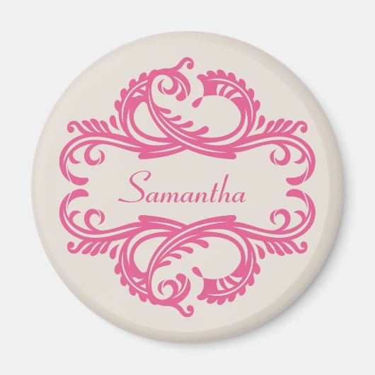 Pink Chic Damask Magnet (Devant)