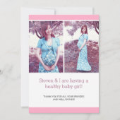 Pink Chic Photo Collage Faire-part de grossesse (Devant)