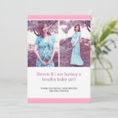 Pink Chic Photo Collage Faire-part de grossesse (Debout devant)