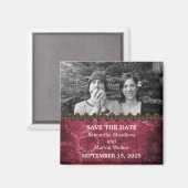 Pink Chic Steampunk Photo Save the Date Magnet (Recto/Verso)
