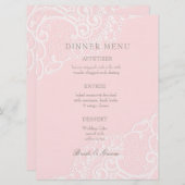 Pink Chic Vintage Elegant Dentelle Mariage Menu (Devant / Derrière)