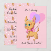 Pink Chihuahua Princess Invitations de fête d'anni (Devant / Derrière)