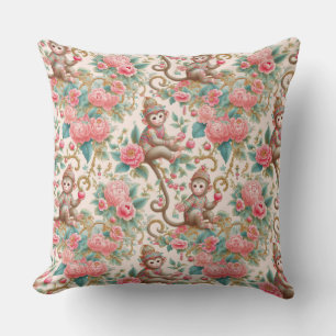 Pink Chinoiserie Monkey Kussen