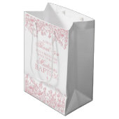 Pink Chinoiserie Vintage Floral Baptism Favors Medium Cadeauzakje (Voorkant Gekanteld)