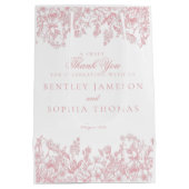 Pink Chinoiserie Vintage Floral Wedding Favor Medium Cadeauzakje (Achterkant)