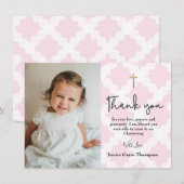 Pink Christening Girl photo merci (Devant / Derrière)