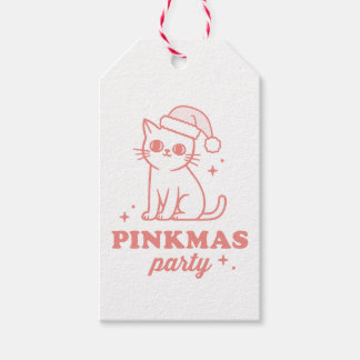Pink Christmas aesthetic pinkmas party cat Cadeaulabel