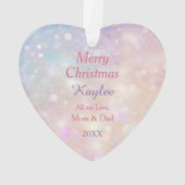 Pink Christmas Bow White Kitten Kids (dos)