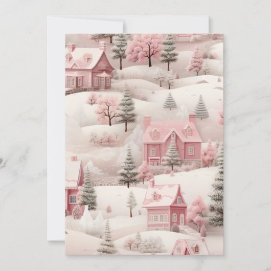 Pink Christmas card Feestdagenkaart (Voorkant)