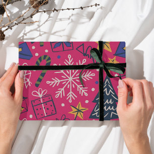 Pink Christmas fun Cadeaupapier