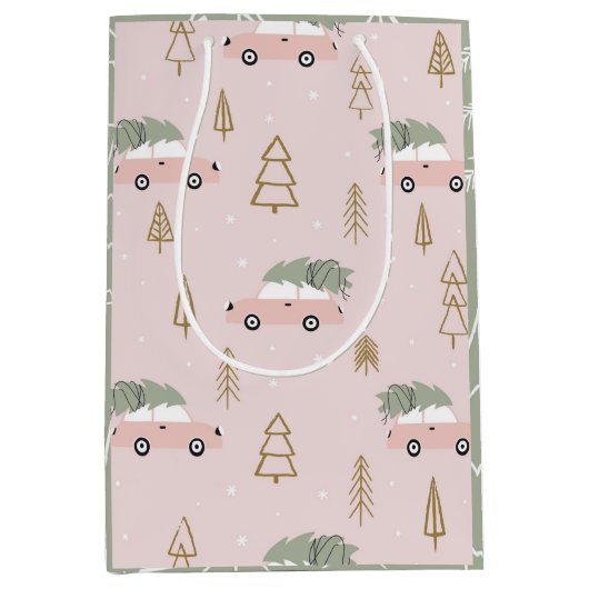 Pink Christmas Gift Bag Medium Cadeauzakje (Voorkant)