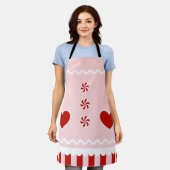 PINK CHRISTMAS GINGERBREAD All-Over Print Apron Schort (Gedragen)