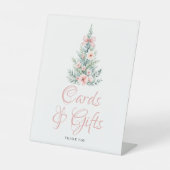 Pink Christmas Girl Baby Shower Cards Gifts  Reclamebord Met Voetstuk (Voorkant)