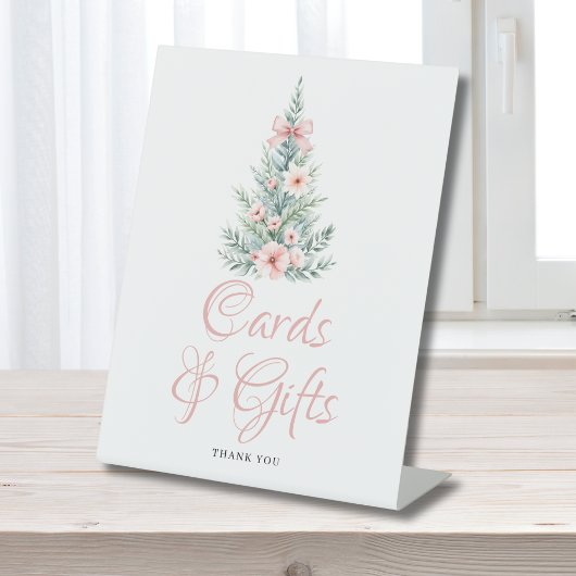 Pink Christmas Girl Baby Shower Cards Gifts  Reclamebord Met Voetstuk