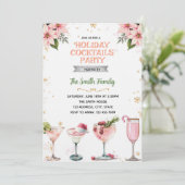 Pink Christmas Girls Night cocktails invitation (Debout devant)