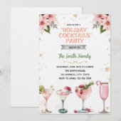 Pink Christmas Girls Night cocktails invitation (Devant / Derrière)
