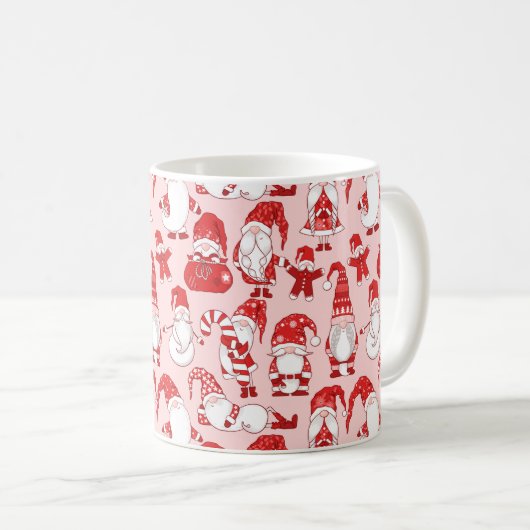 Pink Christmas Gnome & Gingerbread Pattern Koffiemok (Voorkant rechts)