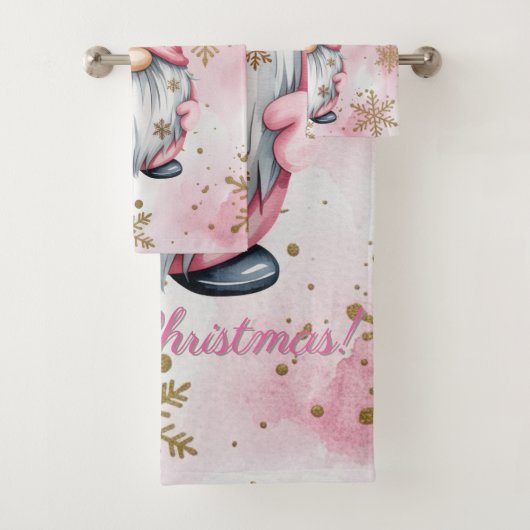 Pink Christmas Gnome Gold Snowflakes (En situation)