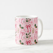 Pink Christmas Holly Bow Mug (Devant droit)