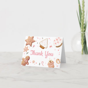 Pink Christmas Little Cookie Baby shower Bedankkaart