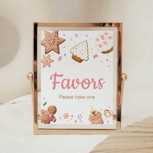 Pink Christmas Little Cookie Baby shower Favors Poster
