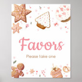 Pink Christmas Little Cookie Baby shower Favors Poster (Voorkant)