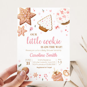 Pink Christmas Little Cookie Baby shower Kaart