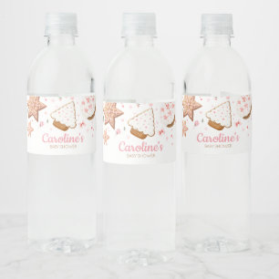Pink Christmas Little Cookie Baby shower Waterfles Etiket