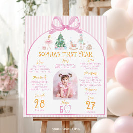 Pink Christmas Nutcracker Birthday Milestone Photo Poster
